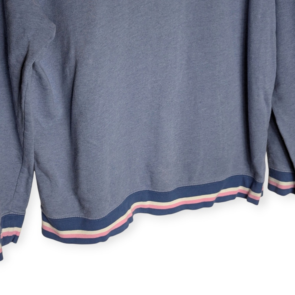 Life is Good Womens Large Blue Palm Tree Keep It Simple Striped Crew Sweatshirt - Picture 8 of 10